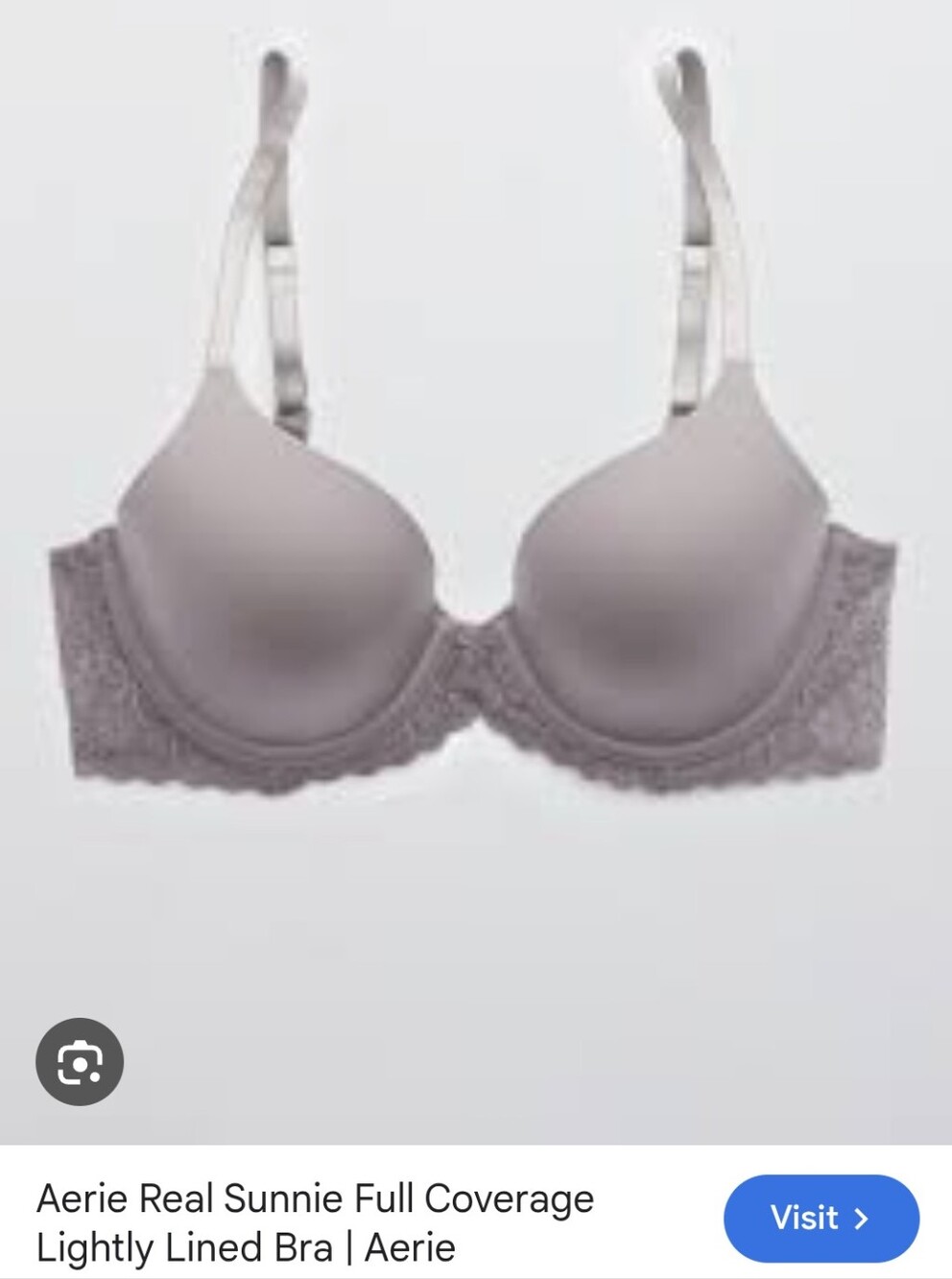 aerie Real Sunnie Full Coverage Lightly Lined Underwire Bra Grey 38D